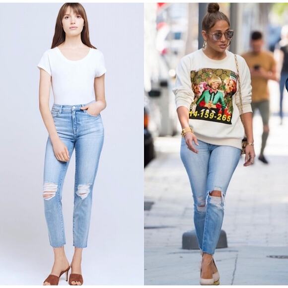 L'Agence El Matador High Rise Slim Distressed Raw Hem Jean Light Blue 25 NWT - Picture 3 of 13